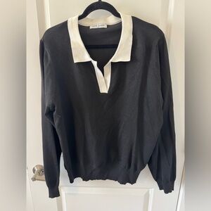 Classic Black and White V-Neck Sweater